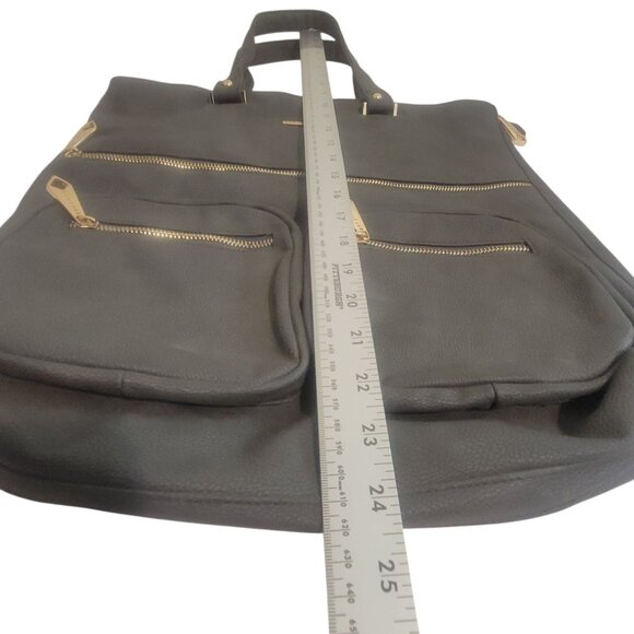 Rampage Gray Faux Leather Tote Bag With Gold Zippers & Double Straps - Picture 6 of 15